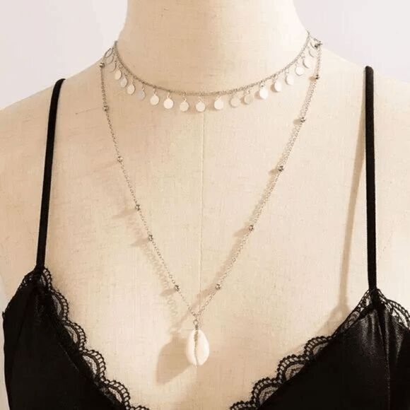 2/$21 Ladies Double Layered Seashell Necklace - Picture 1 of 5